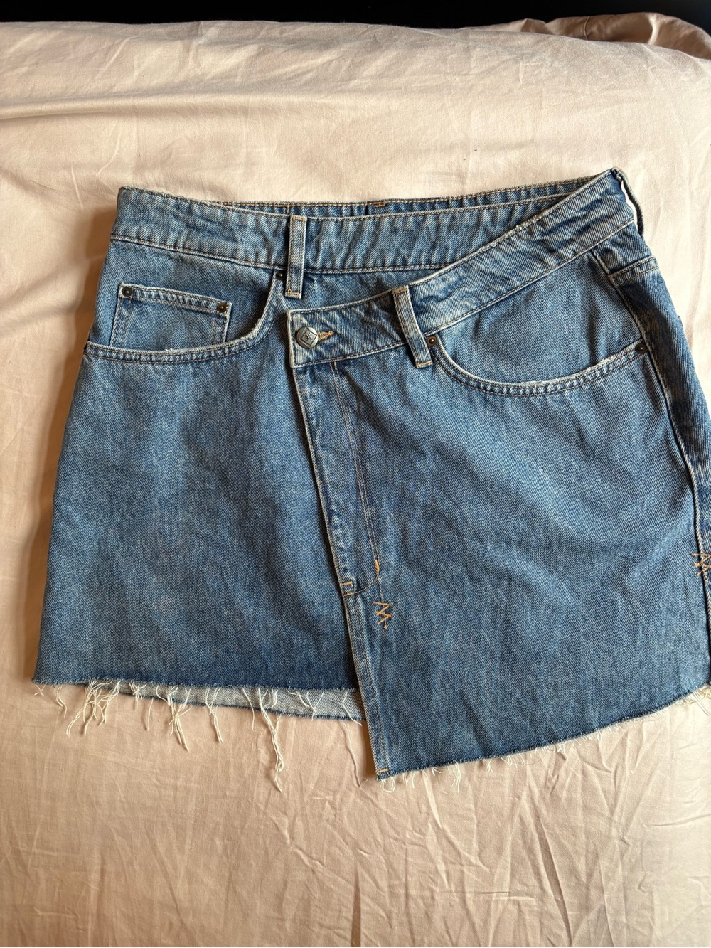 Ksubi Blue Denim Asymmetric Mini Skort